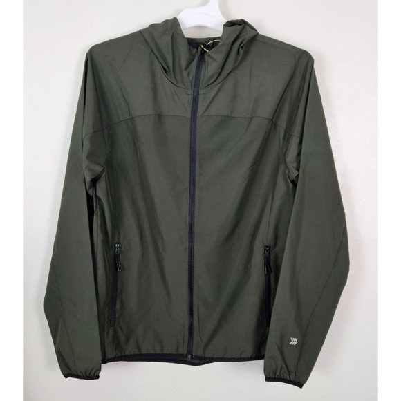 All In Motion Men Jacket Size Small Lightweight Water Repellent Dark Green Zip - Picture 1 of 10